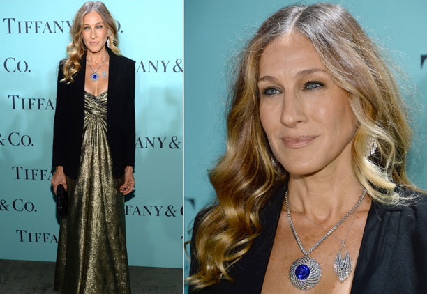 Sarah-Jessica-Parker-In-Vintage-Vicky-Tiel-Tiffany-Co-Blue-Book-Ball
