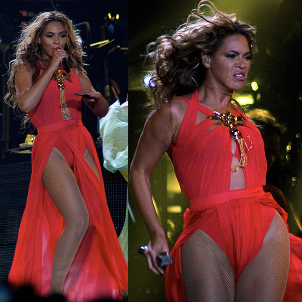 Superstar Beyonce goes through some sexy costume changes as she returns to the stage on the first night of her 'Mrs Carter World Tour' at Kombank Arena in Belgade, Serbia