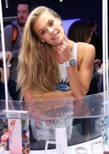 New York City - May 3, 2016: Swatch celebrates the launch of POP Collection during the grand opening of their Times Square flagship store. - PICTURED: Nina Agdal wearing SWATCH - PHOTO BY: Sara Jaye Weiss